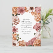 Terra Peach, Clay Rose & Soft Blush Buff Wedding Kaart (Staand voorkant)