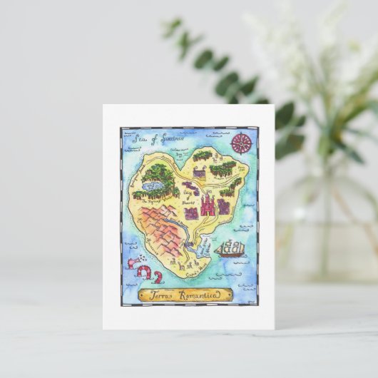 Terra Romantica Map Briefkaart (Staand voorkant)
