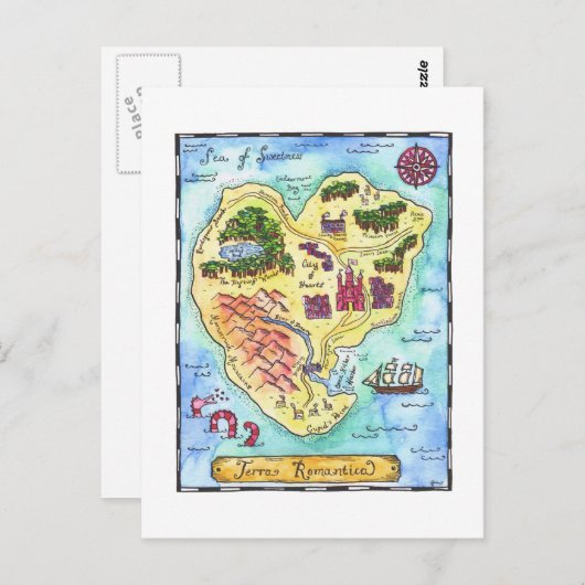 Terra Romantica Map Briefkaart (Voorkant / Achterkant)