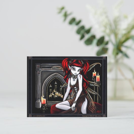 "Terra Two" Red Fire Faery Briefkaart (Staand voorkant)