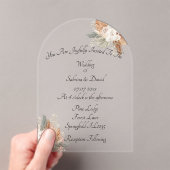 Terraccota & Cream Bloemen Trouwen Acryl Uitnodigingen (Insitu (Draagbaar))