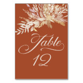 Terraccotta Cream Botanical Foliage Table Number Kaart (Voorkant)