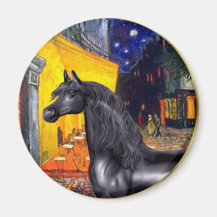 Terrace Cafe - Zwarte Arabische Paard Magneet