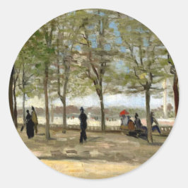 Terrace in de Luxemburgse tuinen (1886) Van Gogh A Ronde Sticker