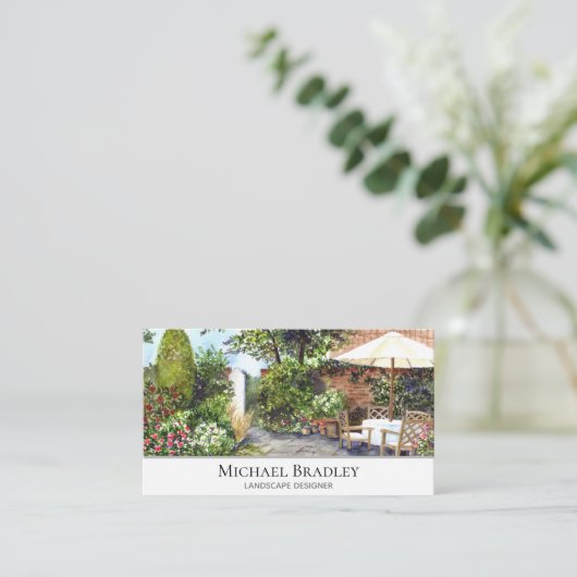 Terrace of The Manor House York Waterverf Garden Visitekaartje (Staand voorkant)