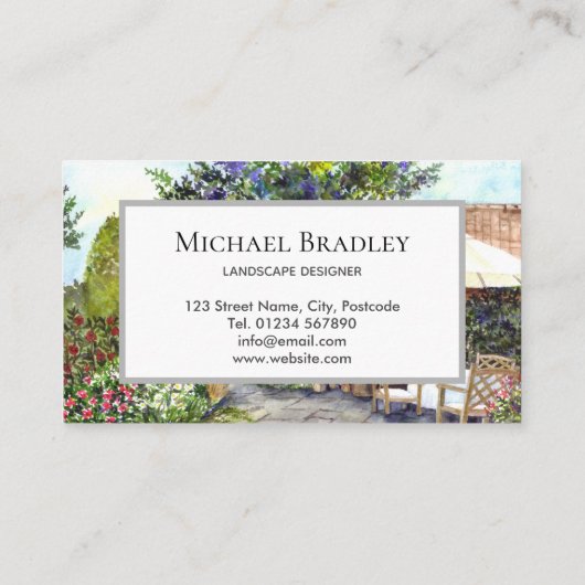 Terrace of The Manor House York Waterverf Garden Visitekaartje (Achterkant)