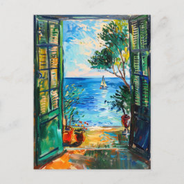 Terrace View of Mediterranean sea Briefkaart