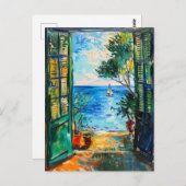 Terrace View of Mediterranean sea Briefkaart (Voorkant / Achterkant)