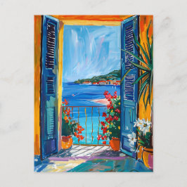 Terrace View of Mediterranean sea Briefkaart