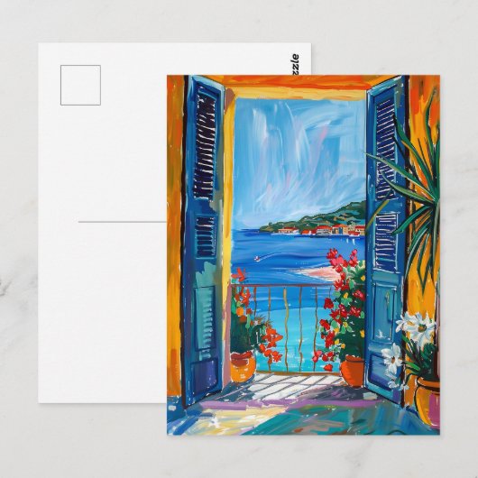 Terrace View of Mediterranean sea Briefkaart (Voorkant / Achterkant)