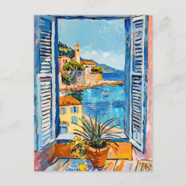 Terrace View of Mediterranean sea Briefkaart