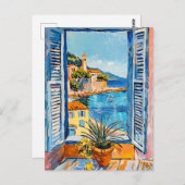 Terrace View of Mediterranean sea Briefkaart (Voorkant / Achterkant)