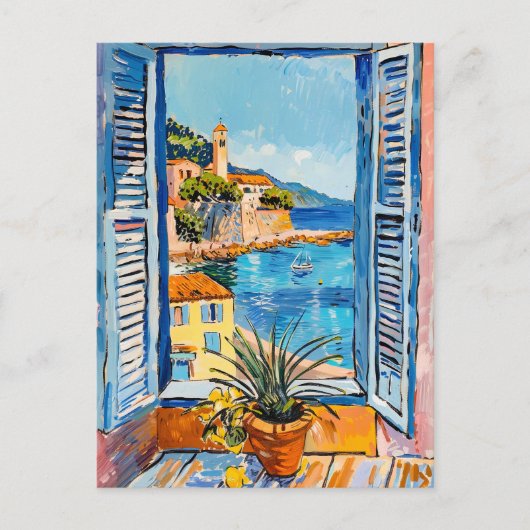 Terrace View of Mediterranean sea Briefkaart (Voorkant)