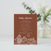 Terracota Baby shower Cactus Line Art woestijn Briefkaart (Staand voorkant)