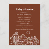 Terracota Baby shower Cactus Line Art woestijn Briefkaart (Voorkant)