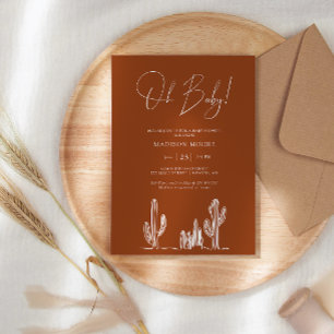 Terracota Baby shower Cactus Line Art woestijn Kaart