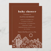 Terracota Baby shower Cactus Line Art woestijn Kaart (Voorkant / Achterkant)