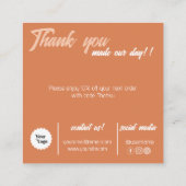 Terracota Bedankt voor uw aankoop Vierkante Visitekaartje (Achterkant)