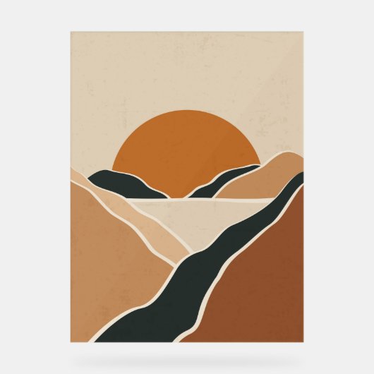 Terracota berglandschap acryl bord (Voorkant)
