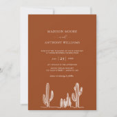 Terracota Cactus Line Art Woding Kaart (Voorkant)