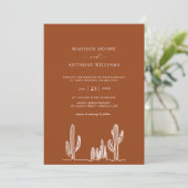Terracota Cactus Line Art Woding Kaart (Staand voorkant)