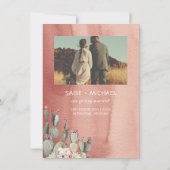 Terracota en Cactus Bewaar de datum Foto Kaart (Achterkant)