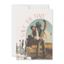 Terracota en Cactus Bewaar de datum Foto