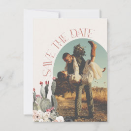 Terracota en Cactus Bewaar de datum Foto Kaart