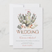 Terracota en Cactus Bruiloft Fiesta uitnodigingen (Voorkant)