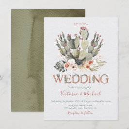 Terracota en Cactus Bruiloft Fiesta uitnodigingen