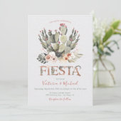 Terracota en Cactus Bruiloft Fiesta uitnodigingen (Staand voorkant)
