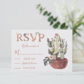 Terracota en Cactus Trouwantwoordkaarten RSVP (Staand voorkant)