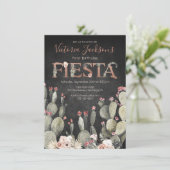 Terracota en Cactus Verjaardag Fiesta Party Kaart (Staand voorkant)
