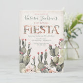 Terracota en Cactus Verjaardag Fiesta Party Kaart (Staand voorkant)