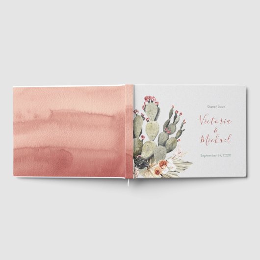 Terracota en Cactus Wedding Gastenboek (Volledig)