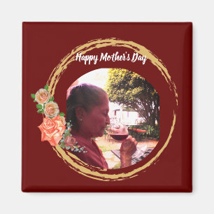 Terracota en Goud Moederdag Custom Photo Magneet