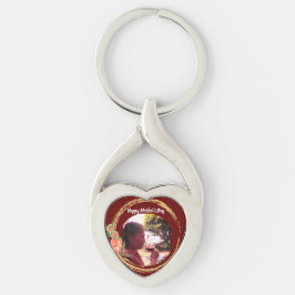 Terracota en Goud Moederdag Custom Photo Sleutelhanger