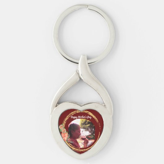 Terracota en Goud Moederdag Custom Photo Sleutelhanger (Voorkant)