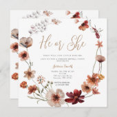 Terracota Floral Geslacht onthullen hij of zij Kaart (Voorkant / Achterkant)