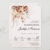 Terracota Floral Spaanse bruiloft uitnodiging (Voorkant / Achterkant)