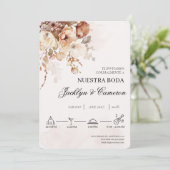 Terracota Floral Spaanse bruiloft uitnodiging (Staand voorkant)