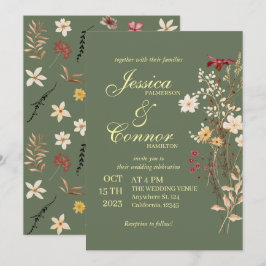 Terracota Kleurrijke Wildflowers Boho Wedding Kaart