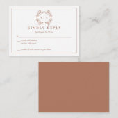 Terracota Monogram Bruiloft RSVP Kaart (Voorkant / Achterkant)