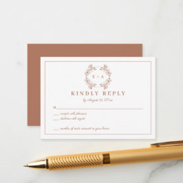  Terracota Monogram Bruiloft RSVP Kaart