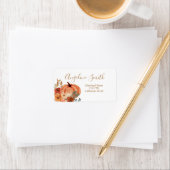 Terracota Pumpkin Boho Arch Floral Baby shower Etiket (Insitu)