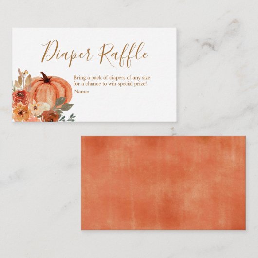 Terracota Pumpkin Boho Arch Floral Diaper Raffle Informatiekaartje (Voorkant / Achterkant)