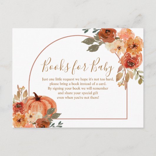 Terracota Pumpkin Rustic Floral Books for Baby Briefkaart (Voorkant)