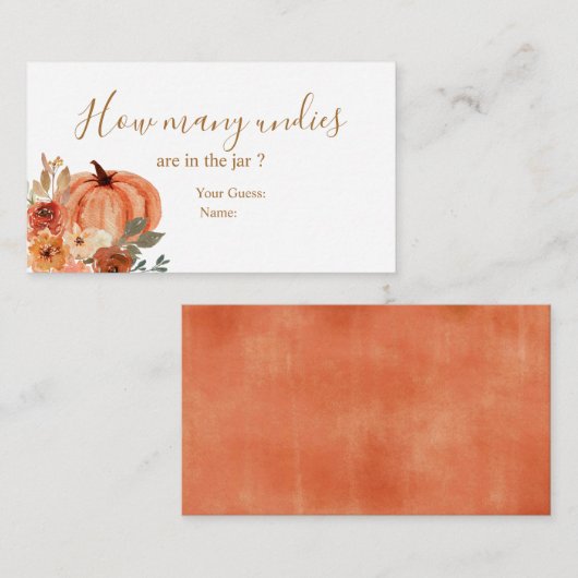 Terracota Pumpkin Vrijgezellenfeest Hoeveel eenhed Informatiekaartje (Voorkant / Achterkant)