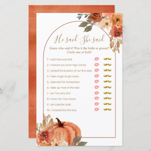 Terracota Pumpkin zei dat ze Kaart zei (Voorkant / Achterkant)