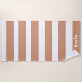 Terracota roze streep met de naam Bachelorette Strandlaken (Voorkant)